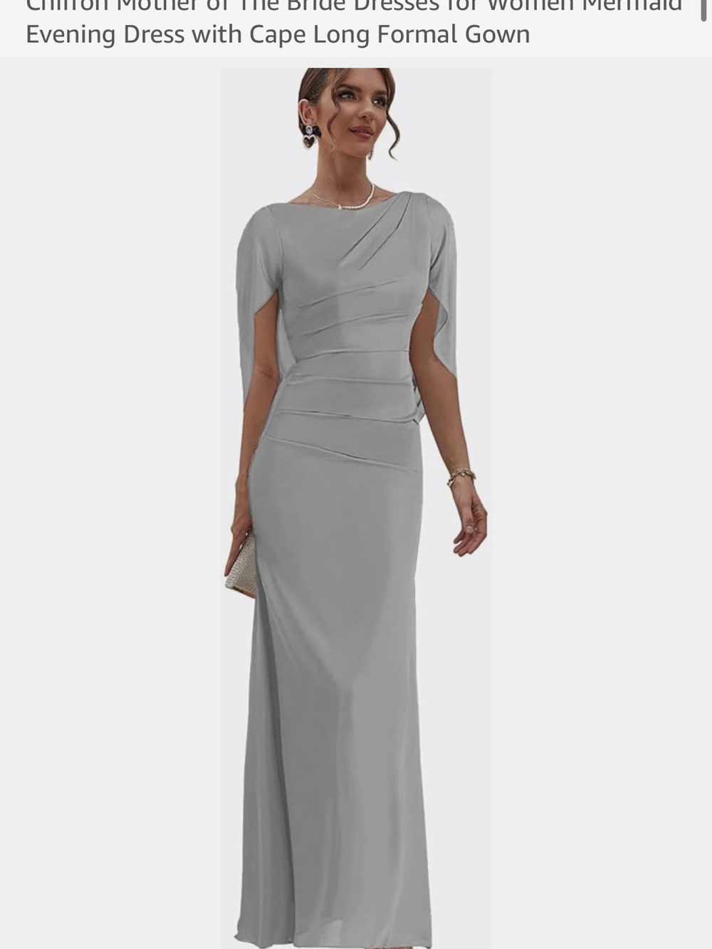 Elegant Grey Chiffon Mother of the Bride Evening Gown
